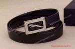 Copy Jaguar Black Leather Belt Silver Buckle - High Quality